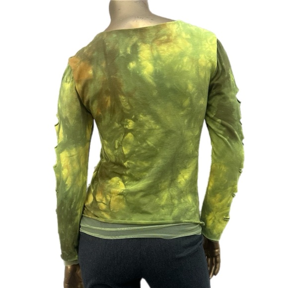 Euro Caterina Lucchi stretch cotton Tie-Dye Top Cut-Out Sleeves/mesh underlay 44 - Picture 5 of 8
